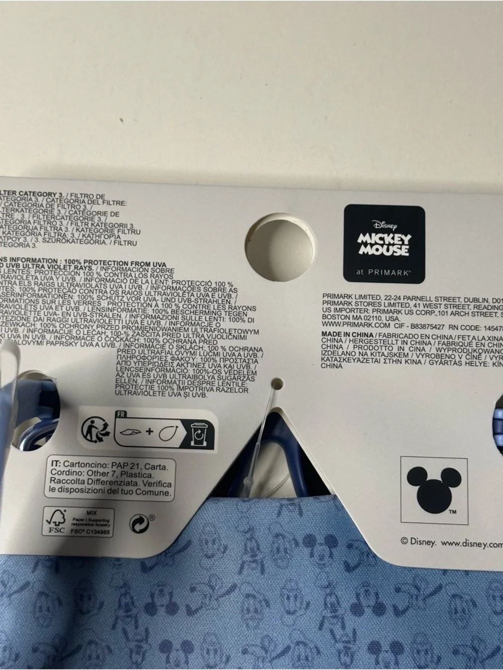 Primark Disney Baby Blue Mickey & Friends Sunglasses UV Protection W/ Case NEW